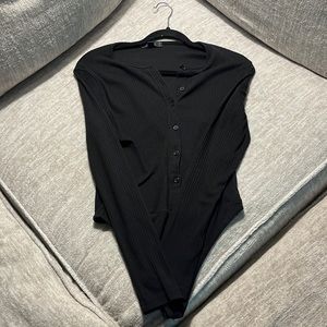 Black button up body suit (color: black & size: 10)